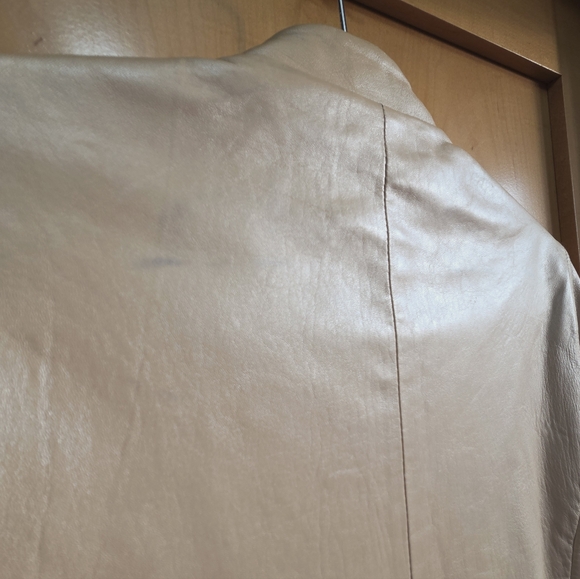 Vintage 90s North Beach Leather Gold Tan Moto Jacket USA Pearlescent Minimalist - Picture 8 of 11